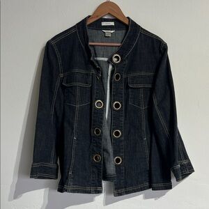 Christopher & Banks Dark Denim Jacket with Gold Details